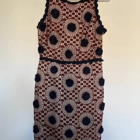 Tory Burch 595$! Size 2 Sally Crochet Lace Lattice Floral Sleeveless Dress - Picture 2 of 6